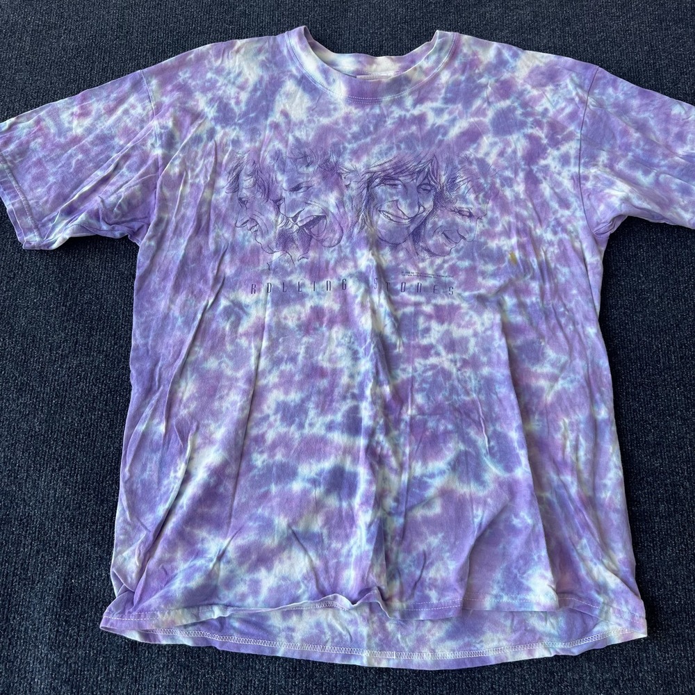 Vintage Rolling Stones Shirt Mens XL Purple Tie Dye No Security Tour Band 90s